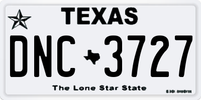 TX license plate DNC3727