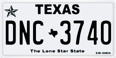 TX license plate DNC3740