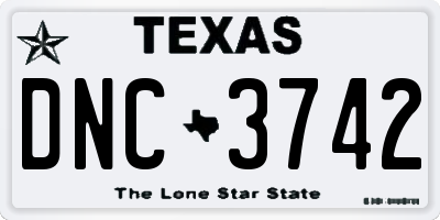 TX license plate DNC3742