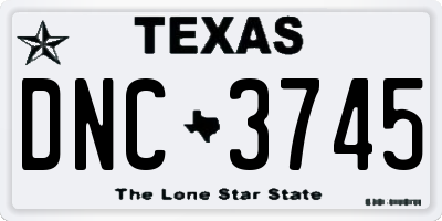 TX license plate DNC3745