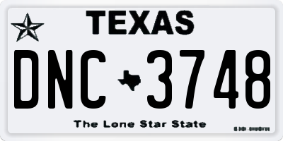 TX license plate DNC3748