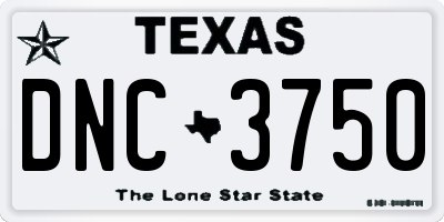 TX license plate DNC3750