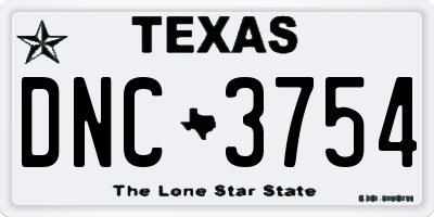 TX license plate DNC3754