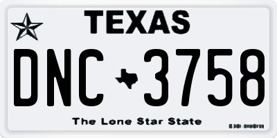 TX license plate DNC3758