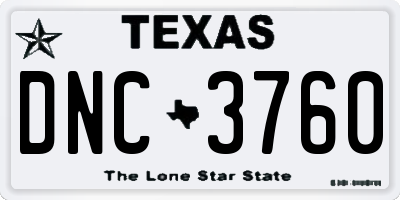 TX license plate DNC3760