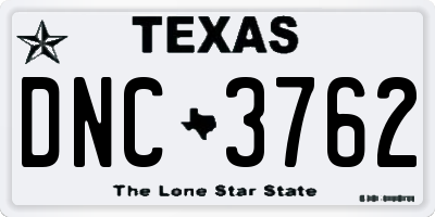 TX license plate DNC3762