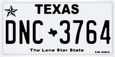 TX license plate DNC3764