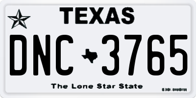 TX license plate DNC3765