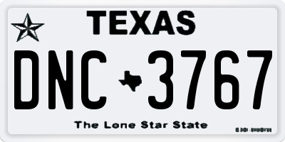 TX license plate DNC3767