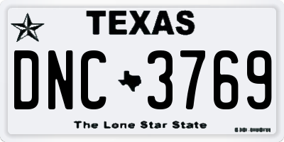 TX license plate DNC3769