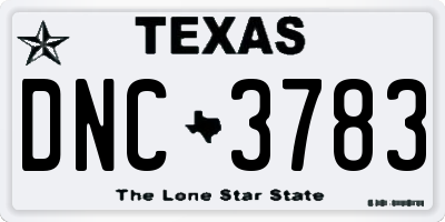 TX license plate DNC3783