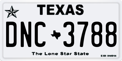 TX license plate DNC3788