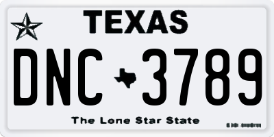 TX license plate DNC3789