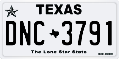 TX license plate DNC3791