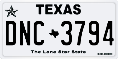 TX license plate DNC3794