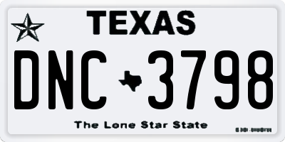 TX license plate DNC3798