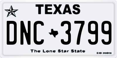 TX license plate DNC3799