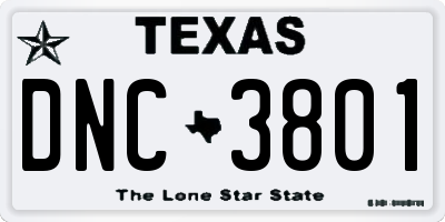 TX license plate DNC3801