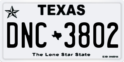 TX license plate DNC3802