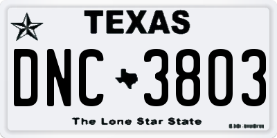 TX license plate DNC3803