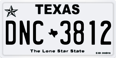 TX license plate DNC3812