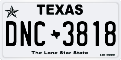 TX license plate DNC3818