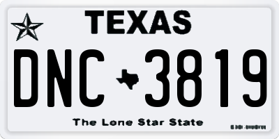 TX license plate DNC3819