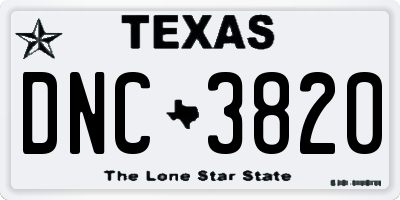 TX license plate DNC3820