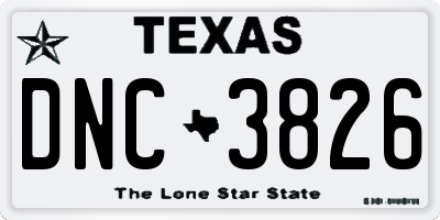 TX license plate DNC3826