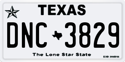 TX license plate DNC3829