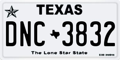 TX license plate DNC3832