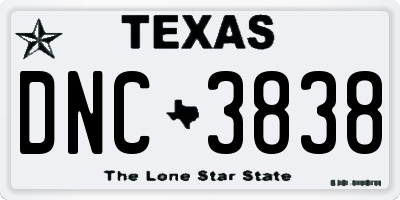 TX license plate DNC3838