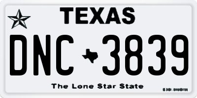 TX license plate DNC3839