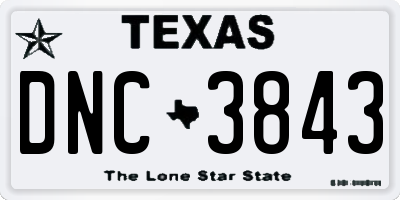 TX license plate DNC3843