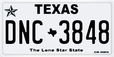 TX license plate DNC3848