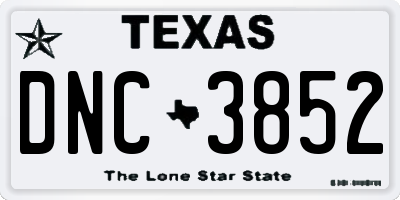 TX license plate DNC3852