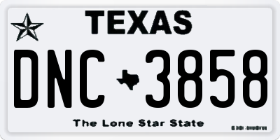 TX license plate DNC3858