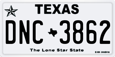 TX license plate DNC3862