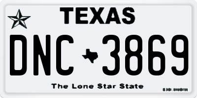 TX license plate DNC3869