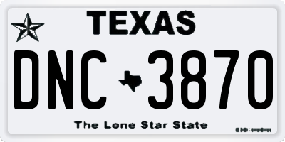 TX license plate DNC3870