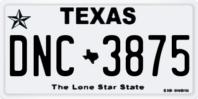 TX license plate DNC3875