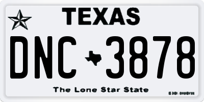 TX license plate DNC3878