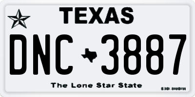 TX license plate DNC3887