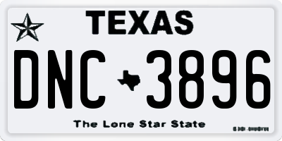 TX license plate DNC3896