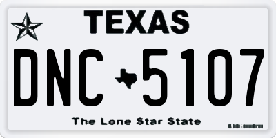 TX license plate DNC5107