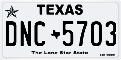 TX license plate DNC5703