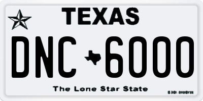 TX license plate DNC6000