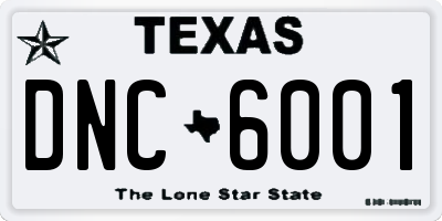 TX license plate DNC6001