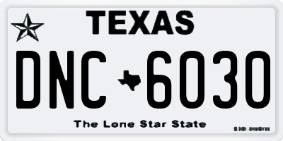 TX license plate DNC6030