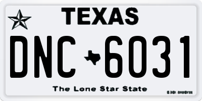 TX license plate DNC6031